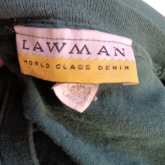 XL Vintage Single Stitch T-shirt Lawman Jeans Embroidered Graphic 1990's USA - Picture 5 of 6